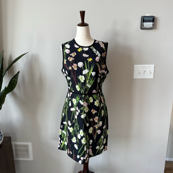 VICTORIA BECKHAM x TARGET Black English Floral Dress Sheath Crew Sleeveless - Picture 5 of 8
